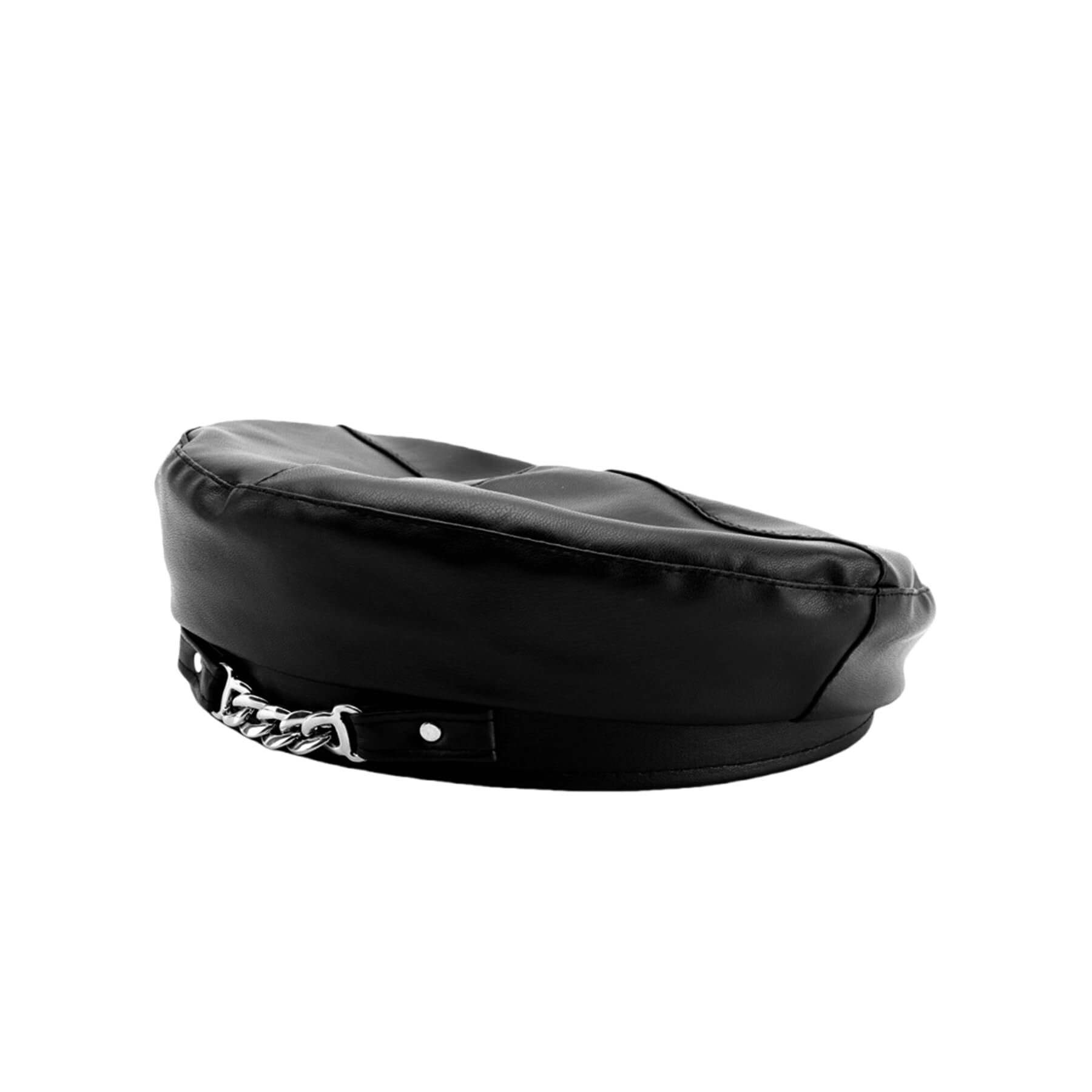 1595 Women Pu Leather French Black Beret Hat Causal Beanie Hat